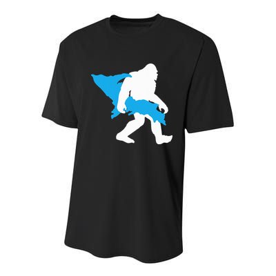 Bigfoot Upper Peninsula Funny Sasquatch Up Mi Youth Performance Sprint T-Shirt