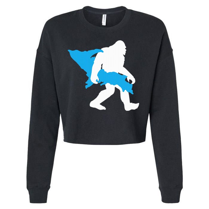 Bigfoot Upper Peninsula Funny Sasquatch Up Mi Cropped Pullover Crew