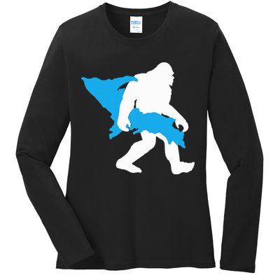Bigfoot Upper Peninsula Funny Sasquatch Up Mi Ladies Long Sleeve Shirt
