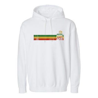 Bless UP Rasta Jamaica Roots Rock Reggae Garment-Dyed Fleece Hoodie