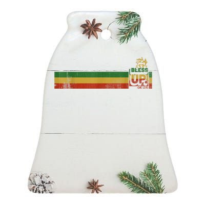 Bless UP Rasta Jamaica Roots Rock Reggae Ceramic Bell Ornament