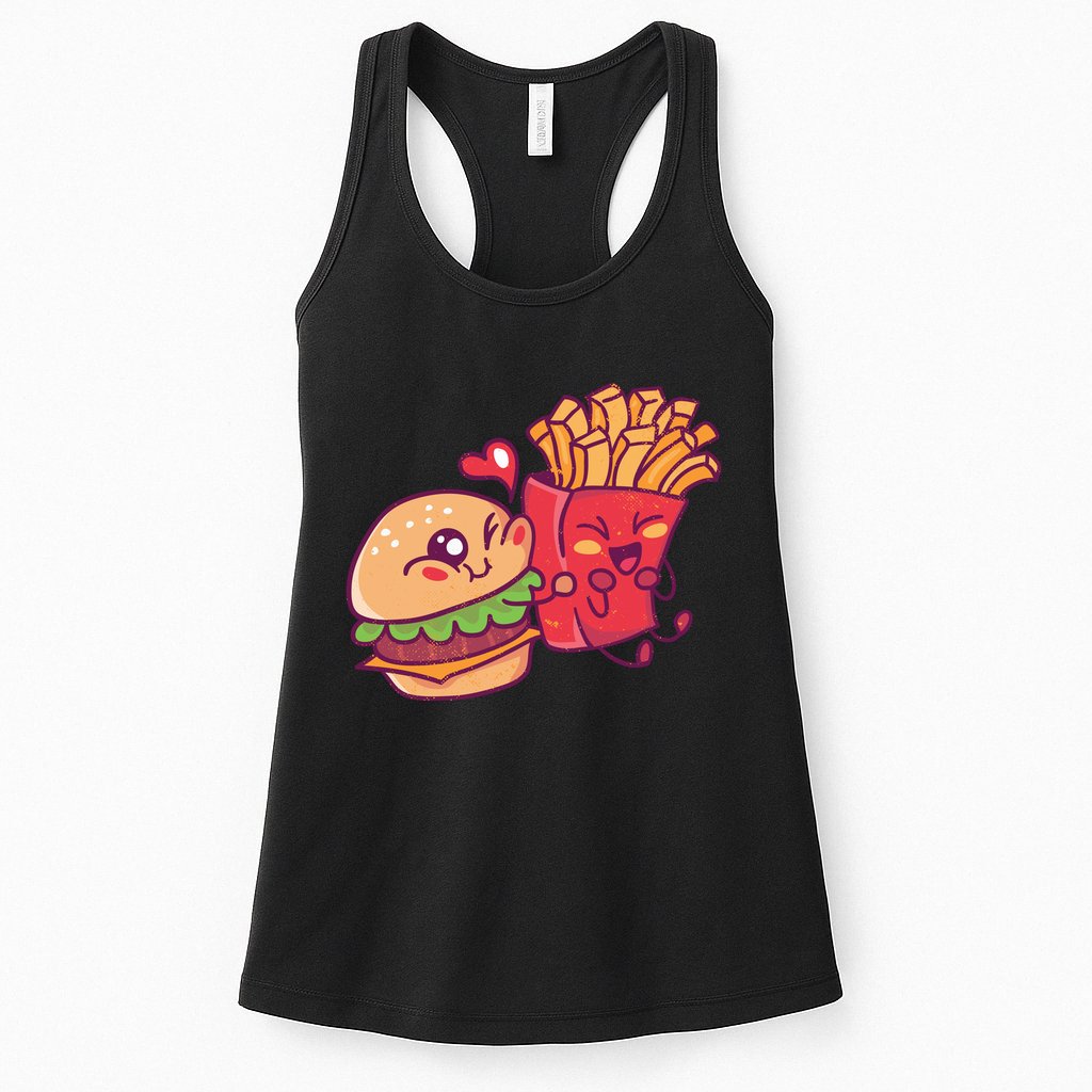 Burger Loves Fries Womens Tank Top