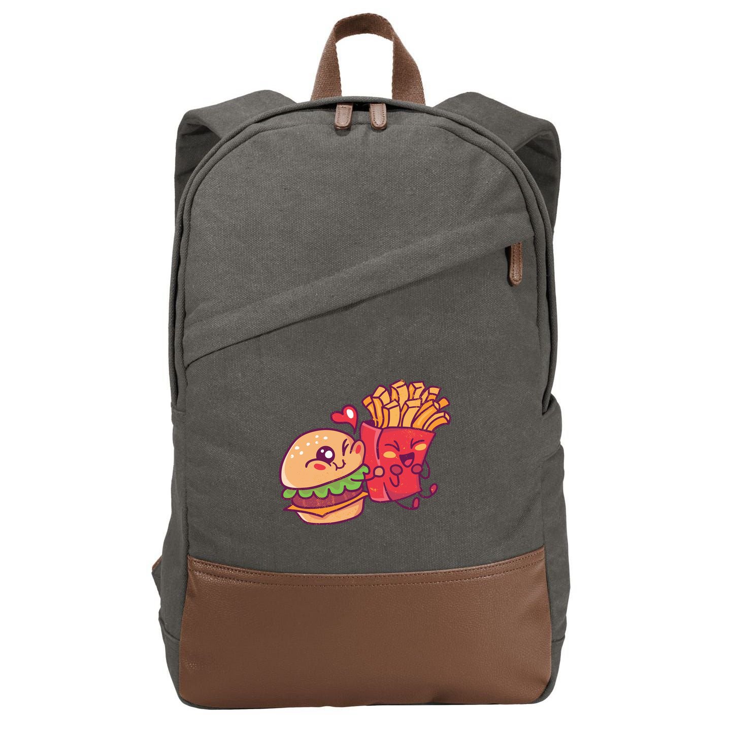 Burger Loves Fries Cotton Canvas Backpack