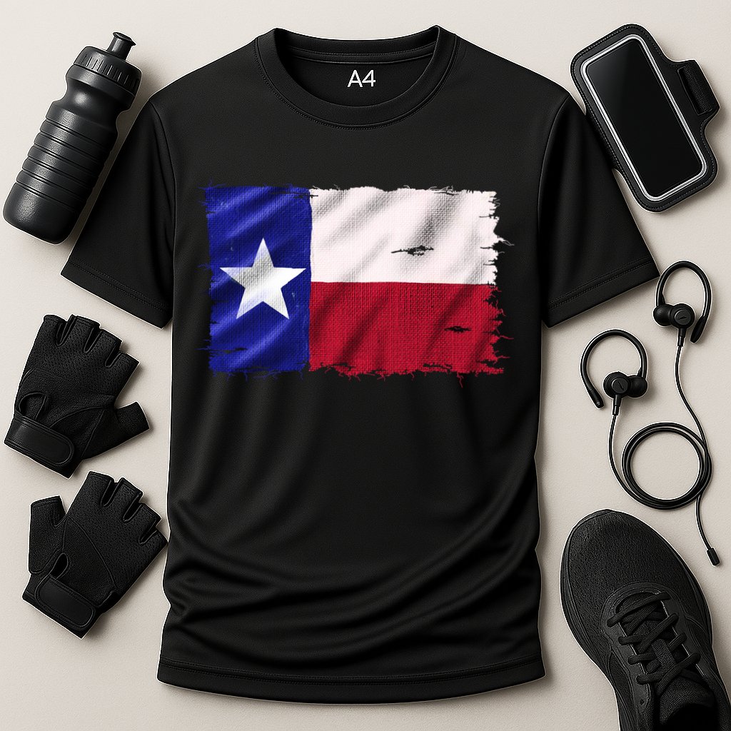 Burlap Vintage Texas Flag Cooling Performance Crew T-Shirt