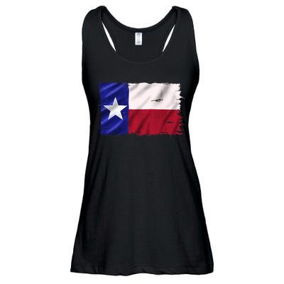 Burlap Vintage Texas Flag Ladies Essential Flowy Tank