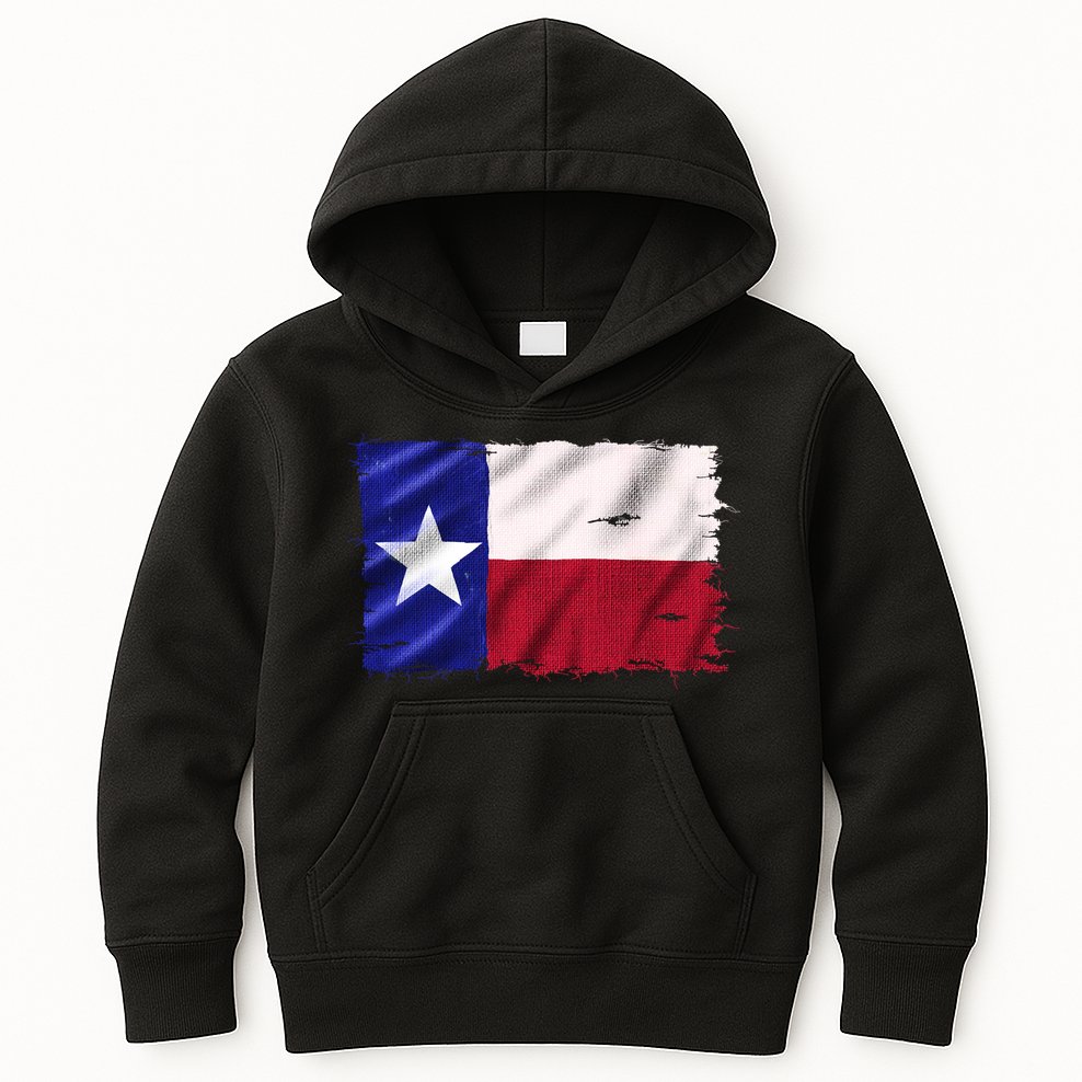 Burlap Vintage Texas Flag Kids Hoodie