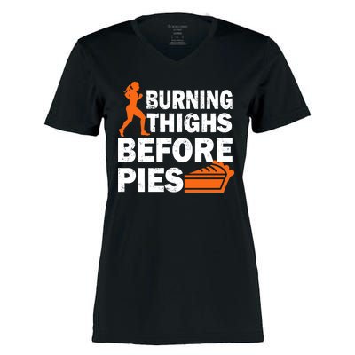 Burning Thighs For Christmas Pies Women's Momentum V-Neck T-Shirt