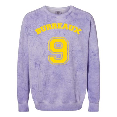 Burreaux Number 9 Louisiana Football Fan Colorblast Crewneck Sweatshirt