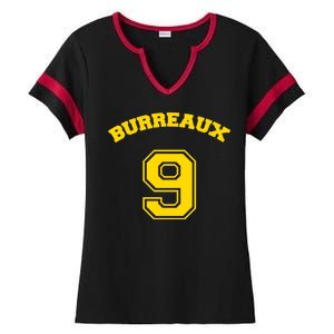 Burreaux Number 9 Louisiana Football Fan Ladies Halftime Notch Neck Tee