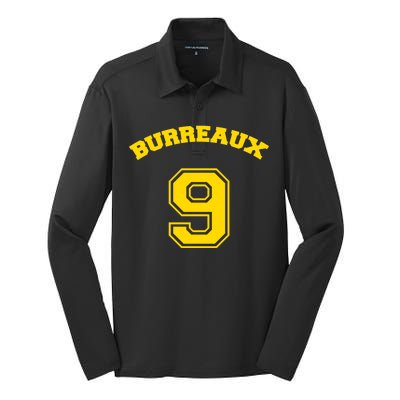 Burreaux Number 9 Louisiana Football Fan Silk Touch Performance Long Sleeve Polo