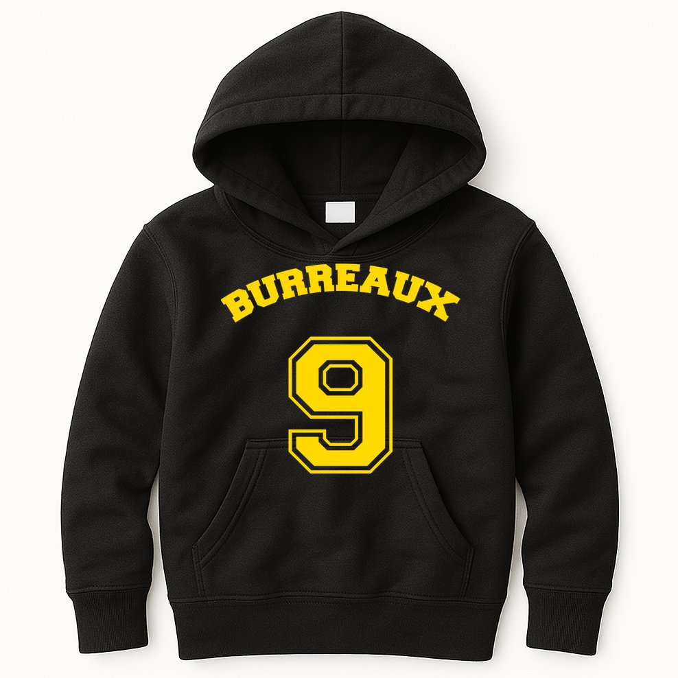 Burreaux Number 9 Louisiana Football Fan Kids Hoodie