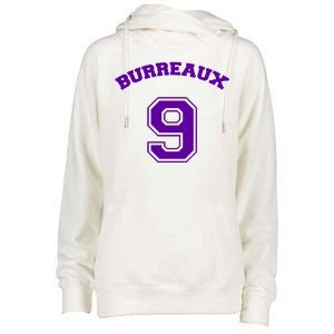 Burreaux Number 9 Louisiana Football Fan Womens Funnel Neck Pullover Hood