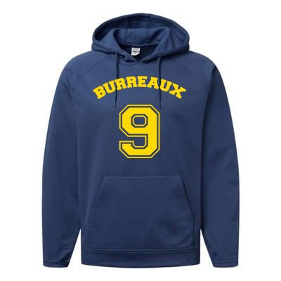 Burreaux Number 9 Louisiana Football Fan Performance Fleece Hoodie