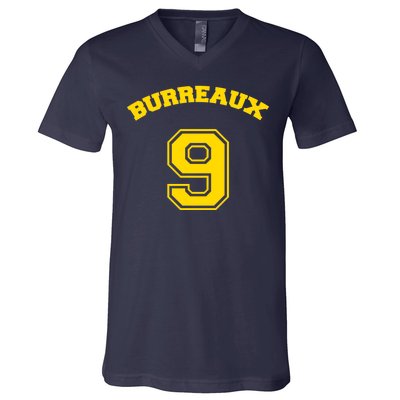 Burreaux Number 9 Louisiana Football Fan V-Neck T-Shirt