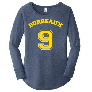 Burreaux Number 9 Louisiana Football Fan Women's Perfect Tri Tunic Long Sleeve Shirt