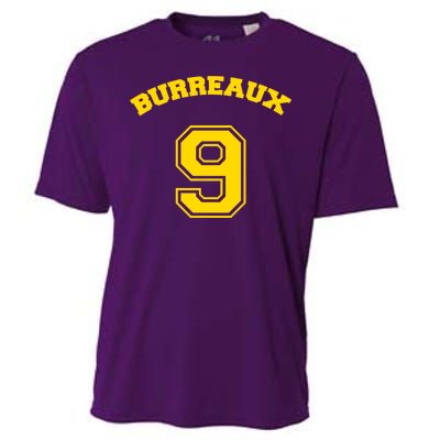 Burreaux Number 9 Louisiana Football Fan Cooling Performance Crew T-Shirt