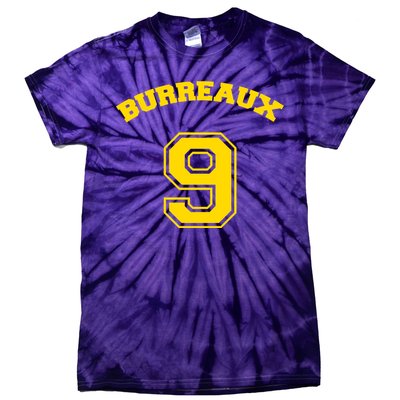 Burreaux Number 9 Louisiana Football Fan Tie-Dye T-Shirt