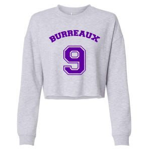 Burreaux Number 9 Louisiana Football Fan Cropped Pullover Crew