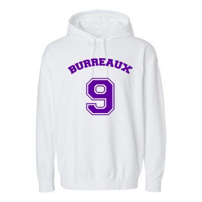 Burreaux Number 9 Louisiana Football Fan Garment-Dyed Fleece Hoodie