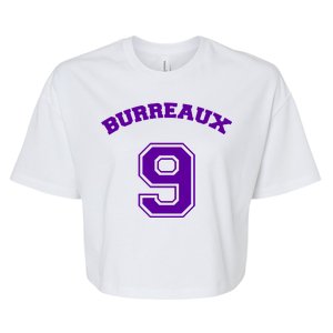 Burreaux Number 9 Louisiana Football Fan Bella+Canvas Jersey Crop Tee