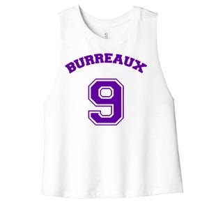 Burreaux Number 9 Louisiana Football Fan Women's Racerback Cropped Tank