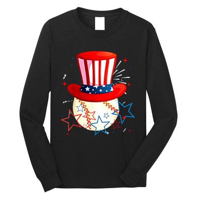 Baseball Uncle Sam 4th Of July American Flag Long Sleeve Shirt