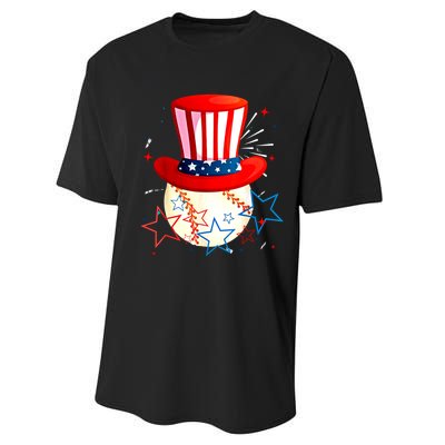 Baseball Uncle Sam 4th Of July American Flag Performance Sprint T-Shirt