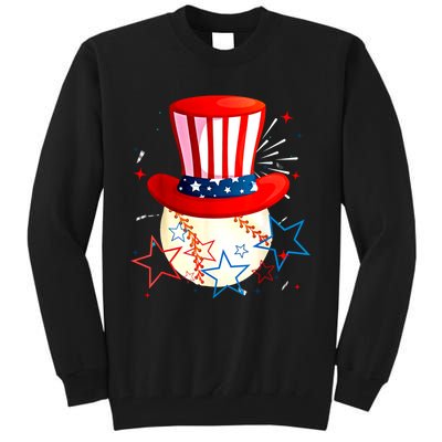 Baseball Uncle Sam 4th Of July American Flag Tall Sweatshirt