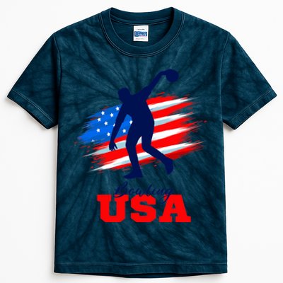 Bowling USA Support Team American Flag Bowling Sports Lover Premium Kids Tie-Dye T-Shirt