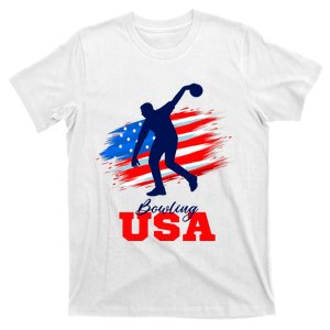 Bowling USA Support Team American Flag Bowling Sports Lover Premium T-Shirt