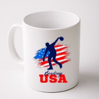 Bowling USA Support Team American Flag Bowling Sports Lover Premium Coffee Mug