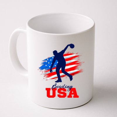 Bowling USA Support Team American Flag Bowling Sports Lover Premium Coffee Mug