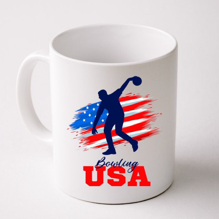 Bowling USA Support Team American Flag Bowling Sports Lover Premium Coffee Mug