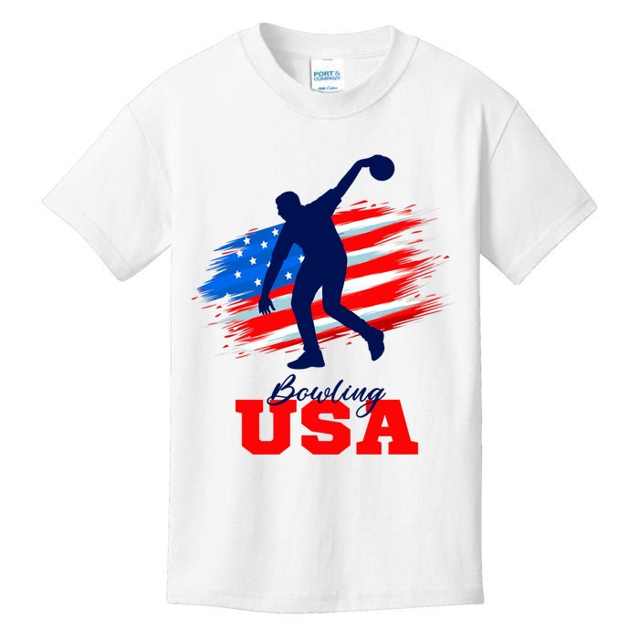 Bowling USA Support Team American Flag Bowling Sports Lover Premium Kids T-Shirt