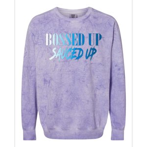 Bossed Up Sauced Up Colorblast Crewneck Sweatshirt