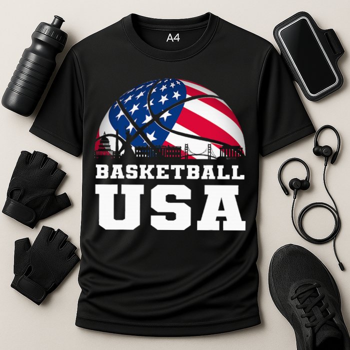 Basketball Usa Support The T.E.A.M U.S.A Flag Dream Cooling Performance Crew T-Shirt
