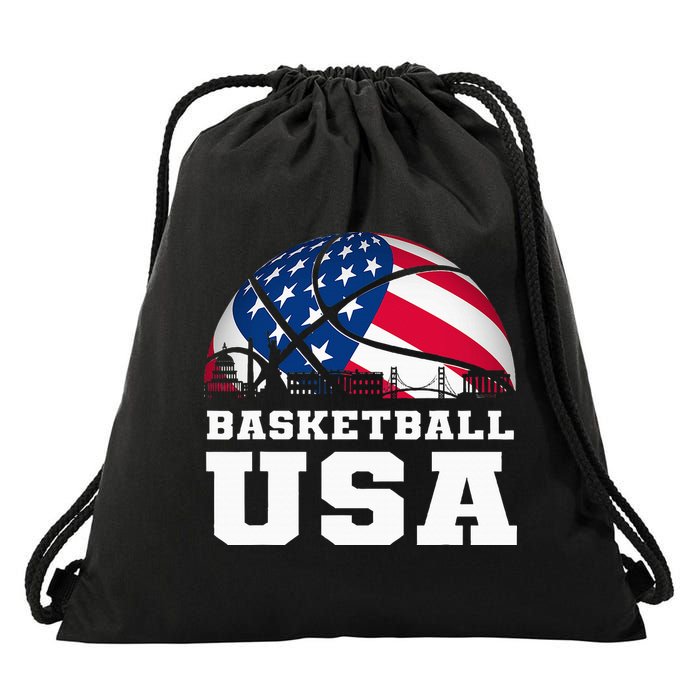 Basketball Usa Support The T.E.A.M U.S.A Flag Dream Drawstring Bag