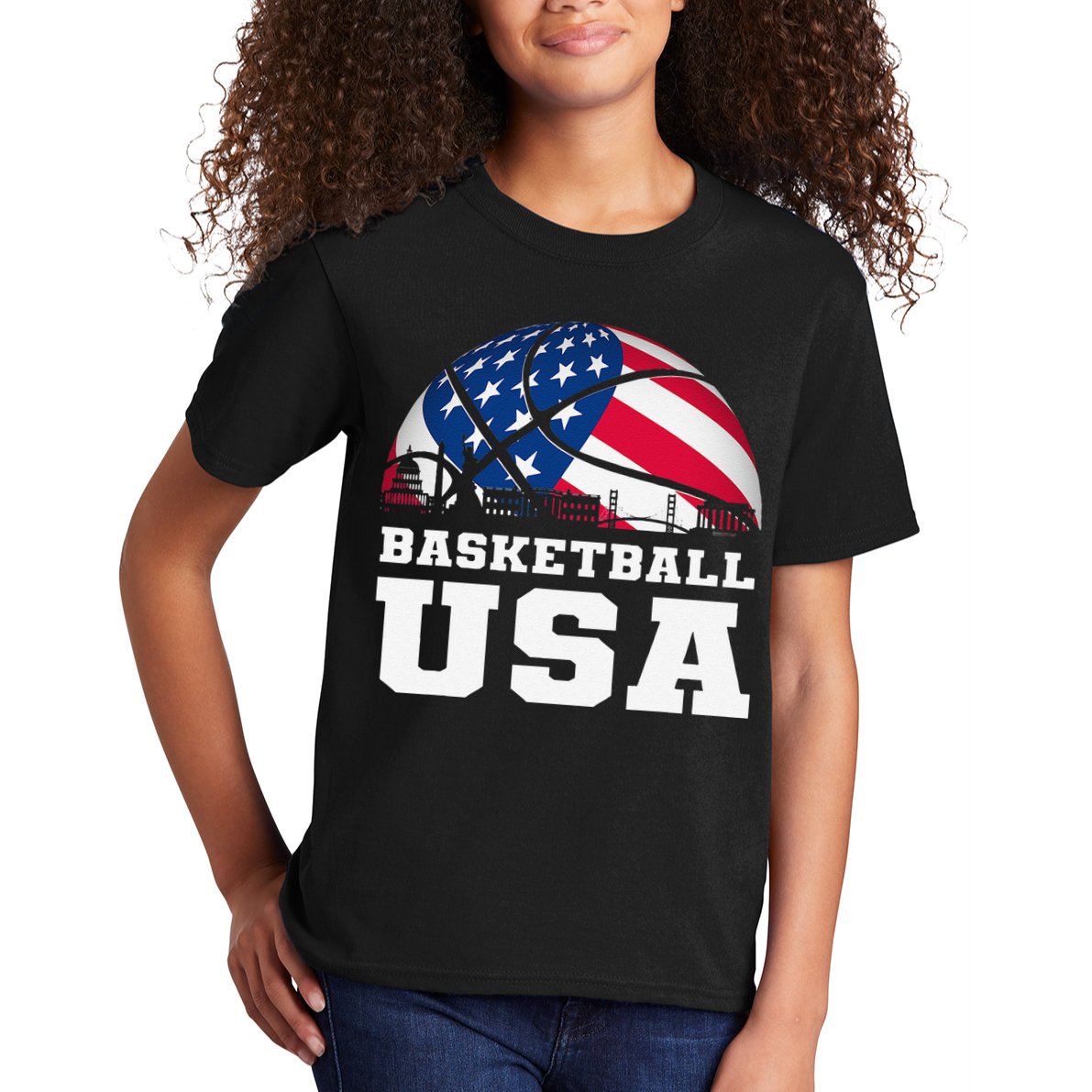 Basketball USA Support the Team USA Flag Dream Kids T-Shirt