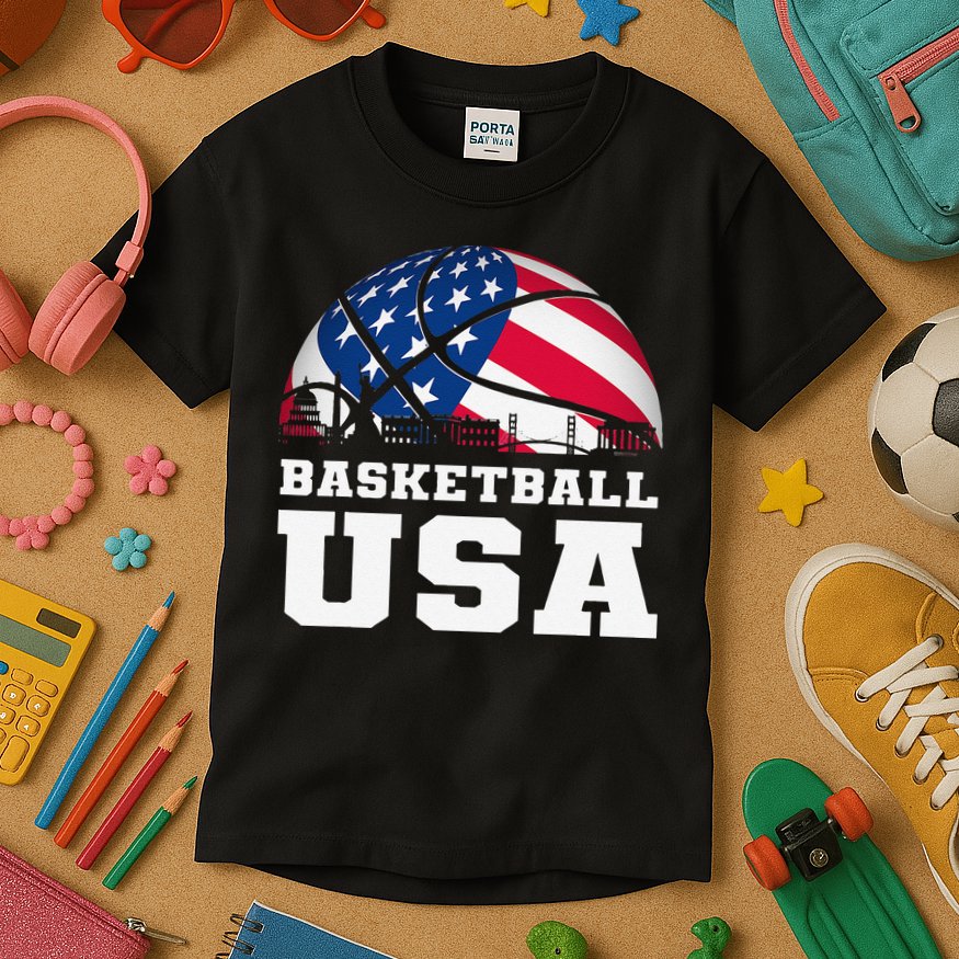 Basketball USA Support the Team USA Flag Dream Kids T-Shirt