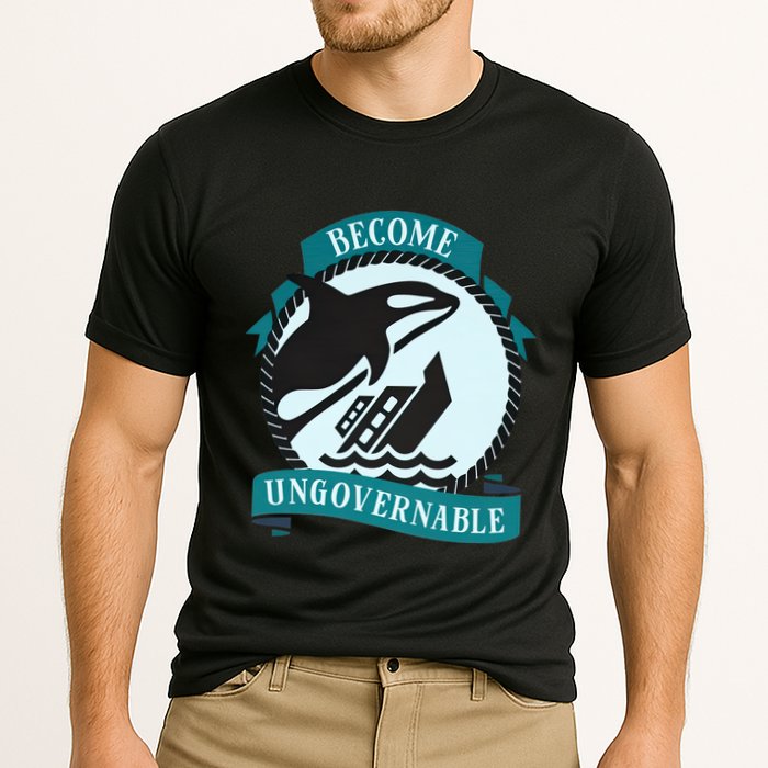Become Ungovernable Ship Wreck Killer Whale Funny Marine Sciene Eat The Rich Cooling Performance Crew T-Shirt