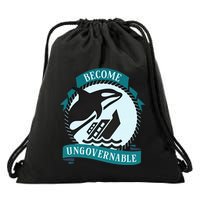Become Ungovernable Ship Wreck Killer Whale Funny Marine Sciene Eat The Rich Drawstring Bag