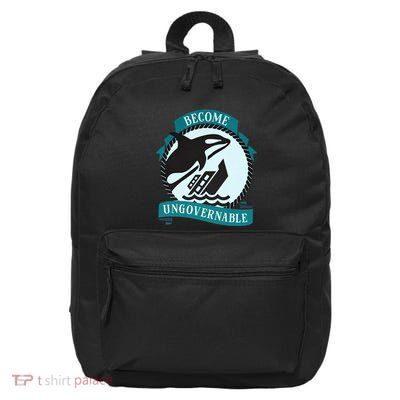 Become Ungovernable Ship Wreck Killer Whale Funny Marine Sciene Eat The Rich 16 in Basic Backpack