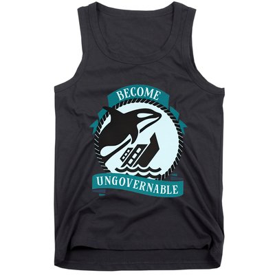 Become Ungovernable Ship Wreck Killer Whale Funny Marine Sciene Eat The Rich Tank Top