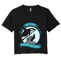 Become Ungovernable Ship Wreck Killer Whale Funny Marine Sciene Eat The Rich Women's Crop Top Tee