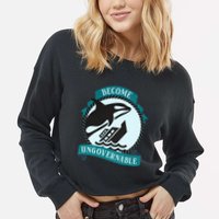 Become Ungovernable Ship Wreck Killer Whale Funny Marine Sciene Eat The Rich Cropped Pullover Crew