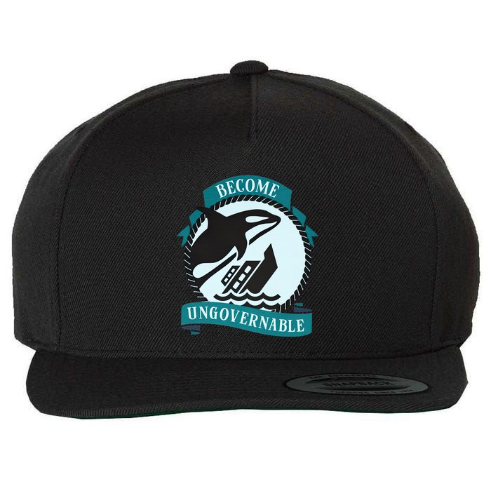 Become Ungovernable Ship Wreck Killer Whale Funny Marine Sciene Eat The Rich Wool Snapback Cap