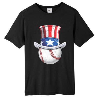 Baseball Uncle Sam 4th Of July American Flag Tall Fusion ChromaSoft Performance T-Shirt