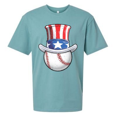 Baseball Uncle Sam 4th Of July American Flag Sueded Cloud Jersey T-Shirt