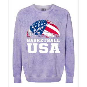 Basketball Usa Support The Team Design Usa Flag Dream Colorblast Crewneck Sweatshirt