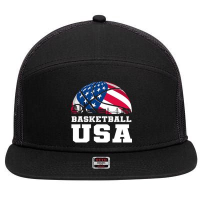 Basketball Usa Support The Team Design Usa Flag Dream 7 Panel Mesh Trucker Snapback Hat